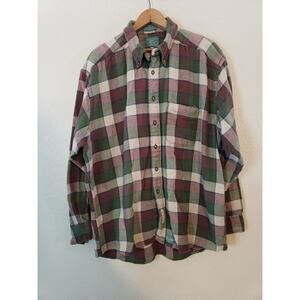 VTG Baxter Brand Natural Clothing Long Sleeve Button Shirt Mens XL Flannel Plaid